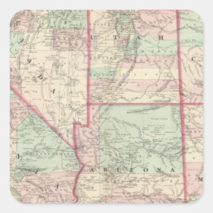 Sticker Carré Californie, Utah, Nevada, Colorado