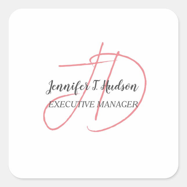 Sticker Carré Calligraphie classique tendance monogramme (Devant)