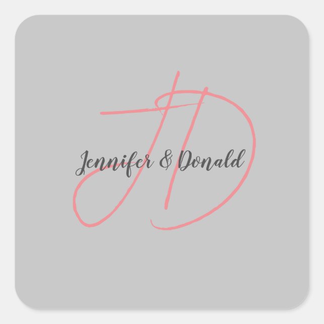 Sticker Carré Calligraphie classique tendance monogramme (Devant)