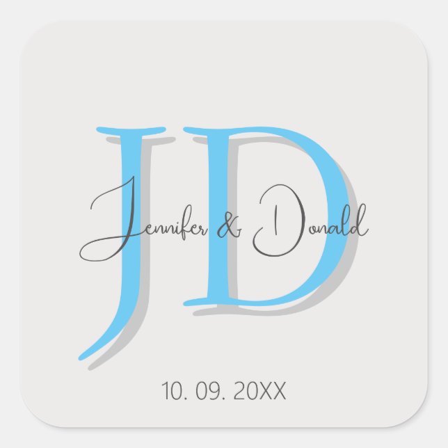 Sticker Carré Calligraphie classique tendance monogramme (Devant)