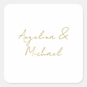 Sticker Carré Calligraphie Couleur Or Élégante Professionnelle