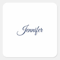 Calligraphie Élégant Bleu Blanc Simple Nom