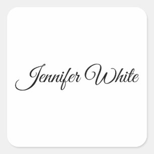 Sticker Carré Calligraphie Elegant noir & blanc Rétro