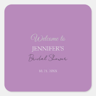 Sticker Carré Calligraphie Élégante Lavande Bienvenue Shower de 