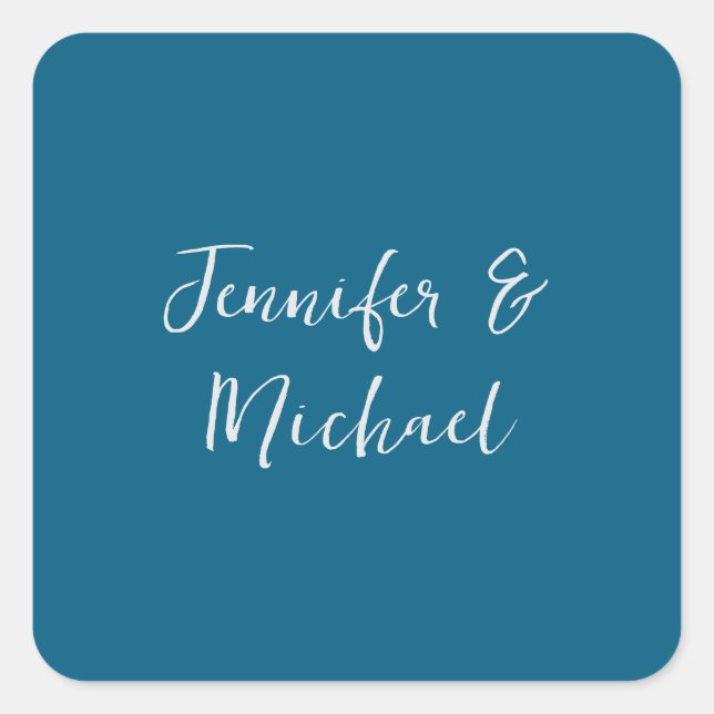 Sticker Carré Calligraphie minimaliste professionnelle en bleu o (Devant)