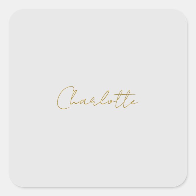Sticker Carré Calligraphie or couleur gris Personnalisé Edition  (Devant)