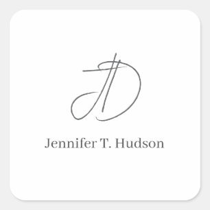 Sticker Carré Calligraphie tendance monogramme classique 
