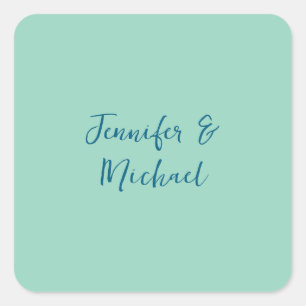 Sticker Carré Calligraphie turquoise minimaliste professionnelle