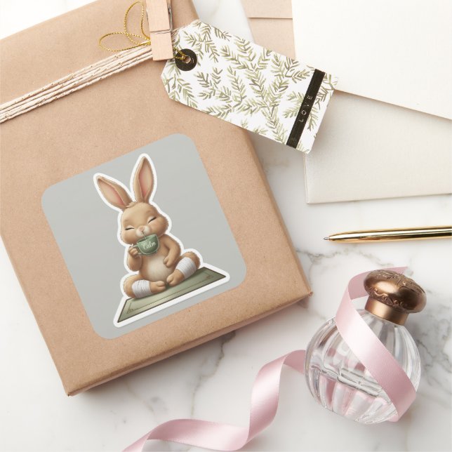 Sticker Carré Calm Bunny Tea Moment (Cadeaux)