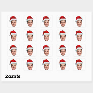 Sticker Carré Calque de visage personnalisé avec chapeau de Père