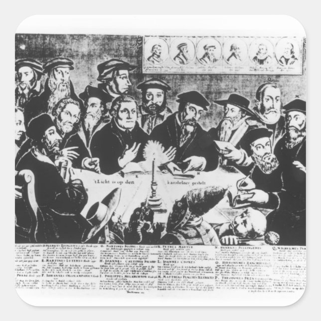 Sticker Carré Calvin et Luther (gravure) (Devant)