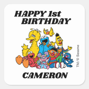Sticker Carré Camarades de Rue Sésame pour 1er Anniversaire