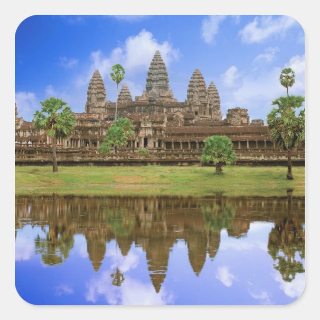 Sticker Carré Cambodge, Kampuchea, temple d'Angkor Vat. (Devant)