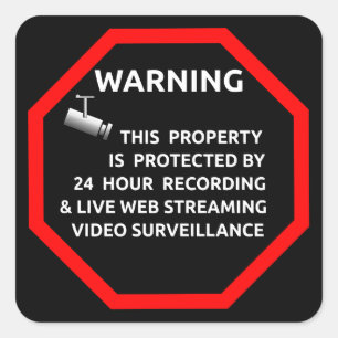 STICKER CARRÉ CAMÉRA D'AVERTISSEMENT DE SURVEILLANCE DE SIGNE D