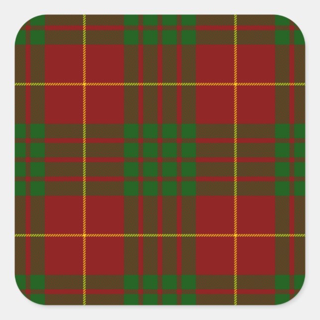 Sticker Carré Cameron tartan rouge vert plaid (Devant)