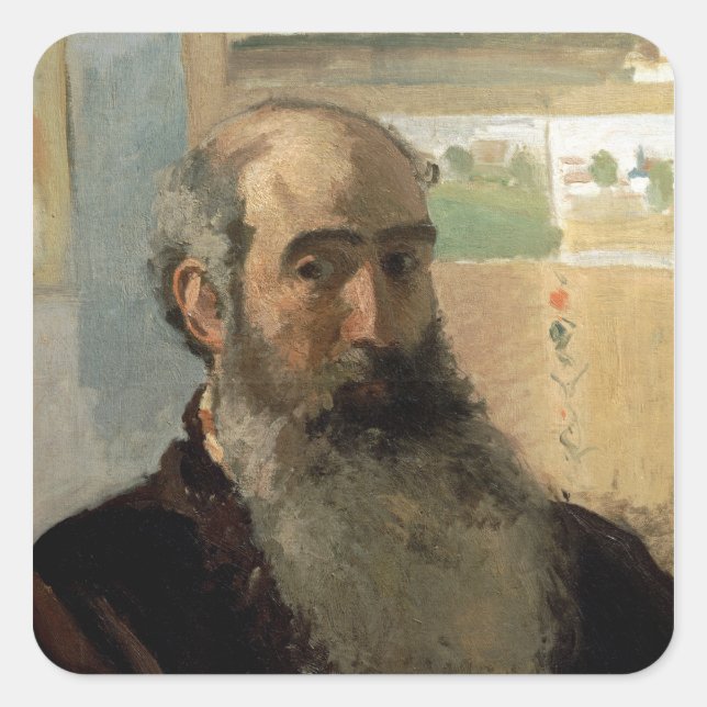 Sticker Carré Camille Pissarro | Autoportrait, 1873 (Devant)