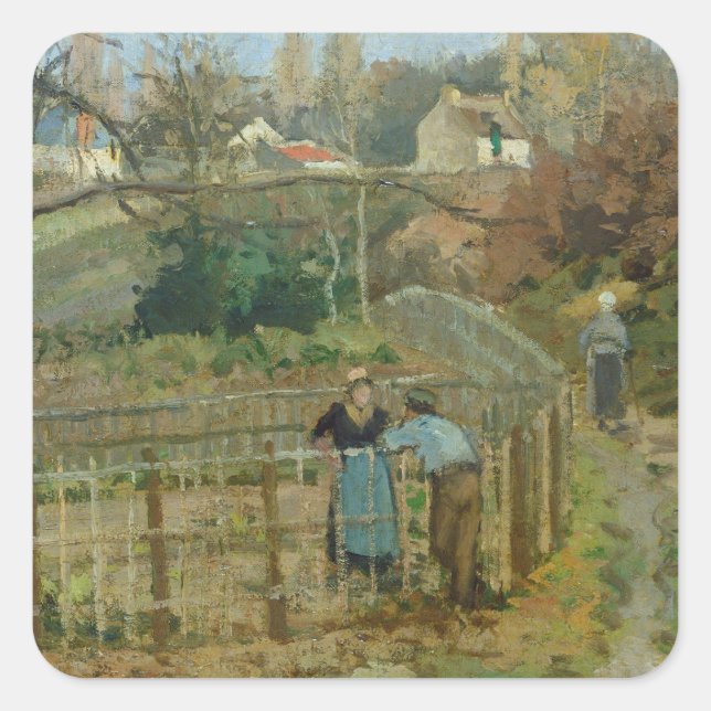 Sticker Carré Camille Pissarro | La clôture, 1872 (huile sur toi (Devant)