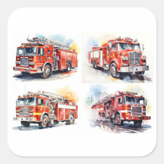 Sticker Carré Camion feu rouge