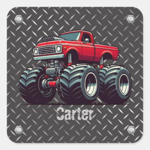 Sticker Carré Camion monstre en métal lourd personnalisé