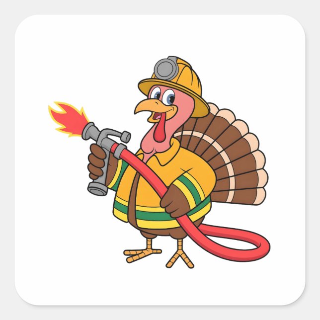 Sticker Carré Camions pompiers Thanksgiving Turquie (Devant)