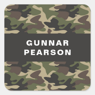 Sticker Carré Camouflage moderne Nom du Motif Noir