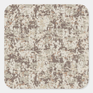Sticker Carré Camouflage numérique de style beige du désert
