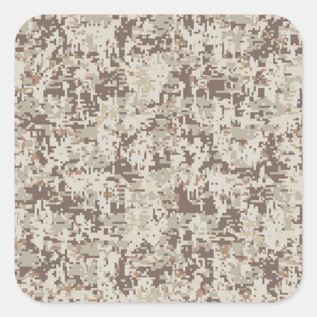 Sticker Carré Camouflage numérique de style beige du désert (Devant)