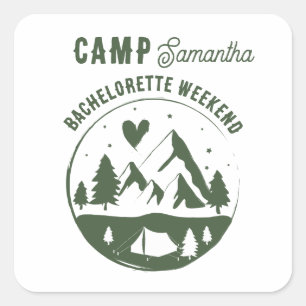 Sticker Carré Camp de fête de Bachelorette Camping Bach Week-end