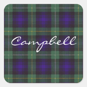 Sticker Carré Campbell de tartan écossais de clan d'Argyll -
