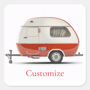 Sticker Carré Camper Teardrop Classic Retro Thunder_Cove