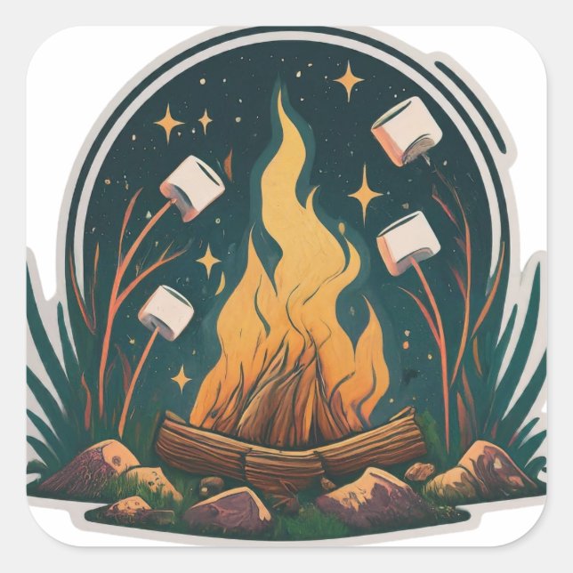 Sticker Carré Campfire Sourires (Devant)