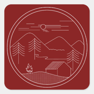 Sticker Carré camping,