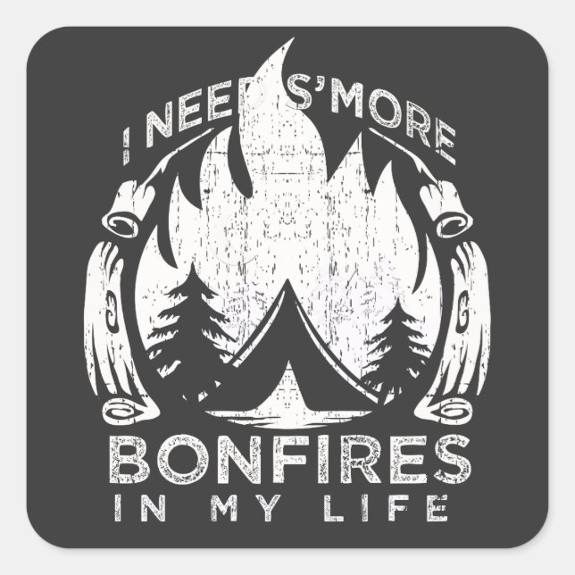Sticker Carré Camping Bonfire Cadeau (Devant)