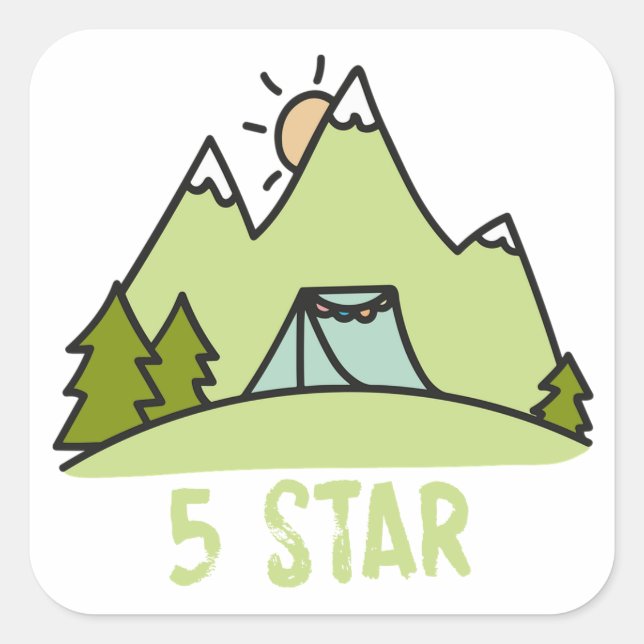 Sticker Carré Camping cinq étoiles (Devant)