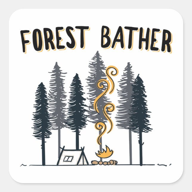 Sticker Carré Camping de Béton forestier (Devant)