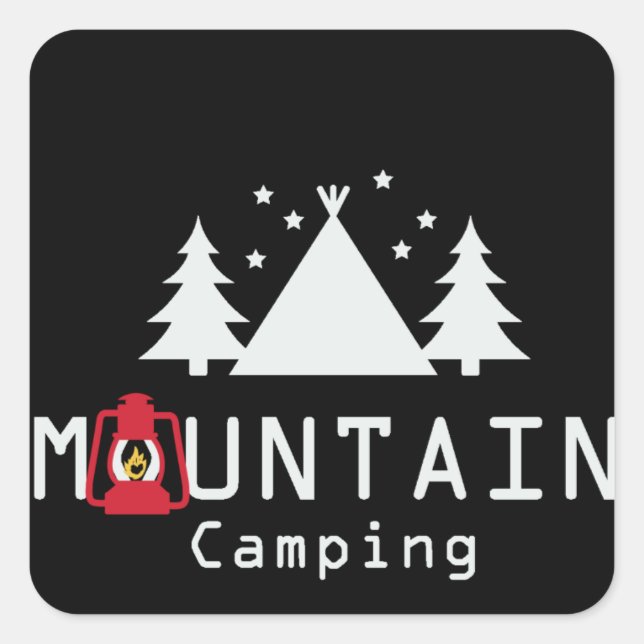 Sticker Carré camping de montagne (Devant)