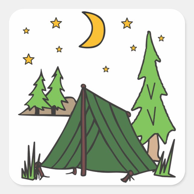 Sticker Carré Camping de tente (Devant)