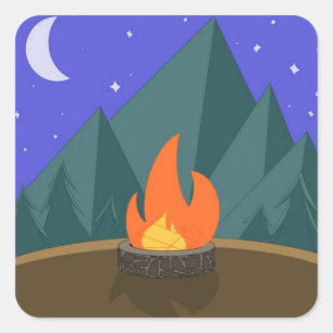 Sticker Carré Camping d'été