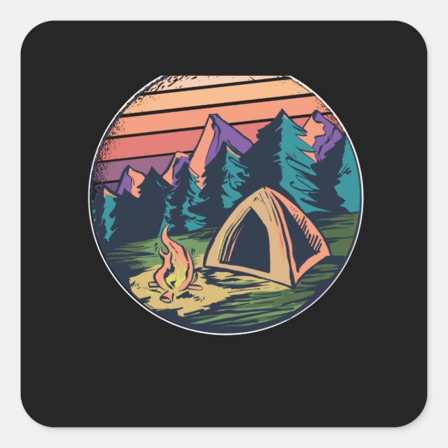 Sticker Carré Camping extérieur (Devant)