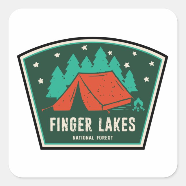 Sticker Carré Camping forestier national des lacs Finger (Devant)