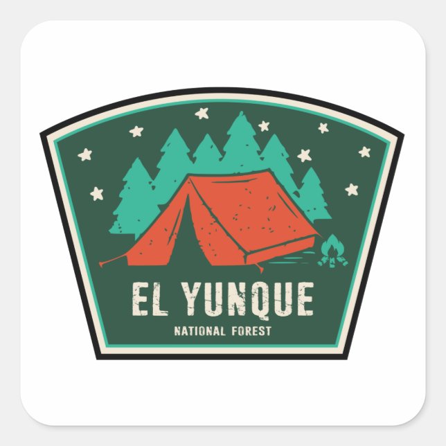 Sticker Carré Camping forestier national El Yunque (Devant)