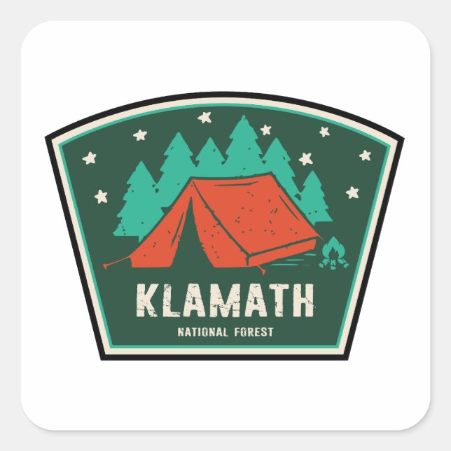 Sticker Carré Camping forestier national Klamath (Devant)