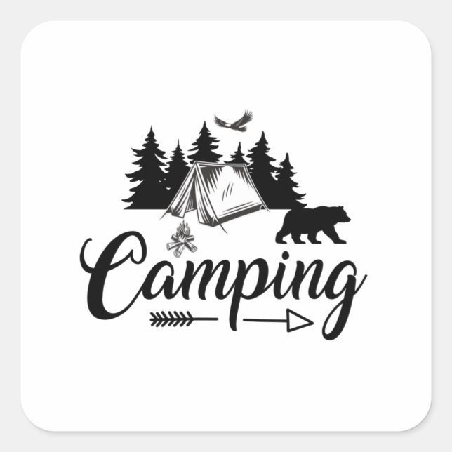Sticker Carré Camping Lover - Camping Cool (Devant)