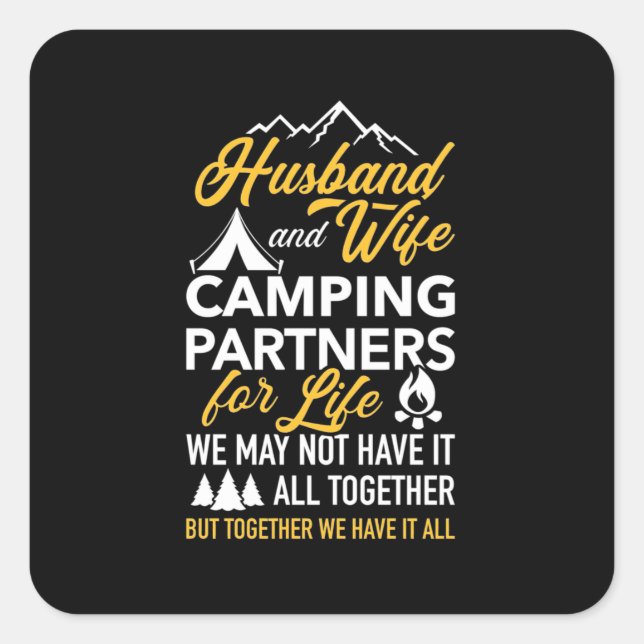 Sticker Carré Camping Mari Et Femme Partenaire À Vie (Devant)