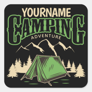 Sticker Carré Camping personnalisé Camping familial Voyage avent