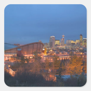Sticker Carré Canada, Alberta, Calgary : Skyline de la ville du