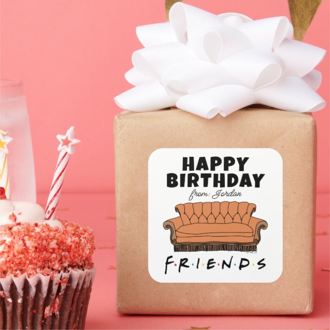 Sticker Carré Canapé AMIS™ | Balise cadeau d'anniversaire (Fête)