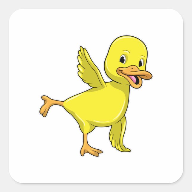 Sticker Carré Canard au Yoga Exercice d'étirement (Devant)