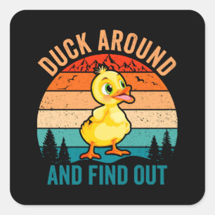 Sticker Carré Canard Autour Et Découvrez
