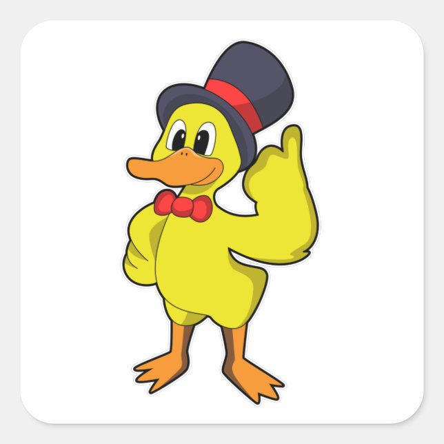 Sticker Carré Canard avec Casquette (Devant)